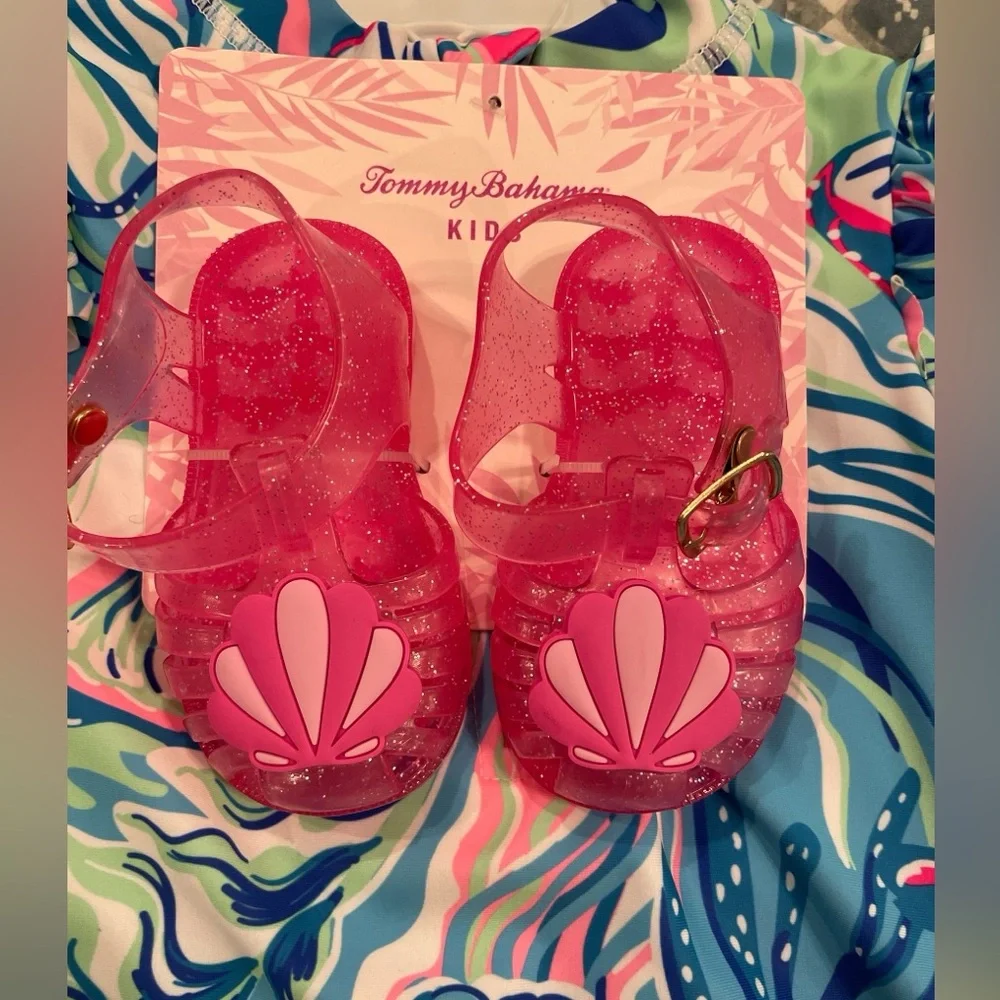 Tommy Bahama Kids Blue and Pink Swim Set Size 12 Months